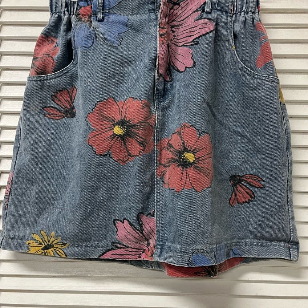 She + Sky Floral Denim Skirt